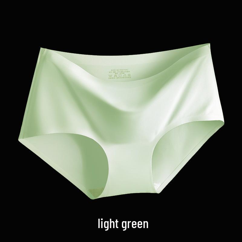 Seamless Ice Silk Women's Underwear - Mid-Low Waist, Pure Cotton Gusset, Candy Color Briefs