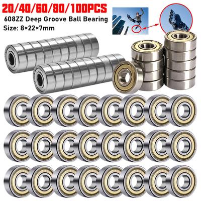 20-100PCS 608ZZ Ball Bearings Carbon Steel ABEC-7 Bearings 8x22x7mm Scooter Bearings Skateboard Accessories