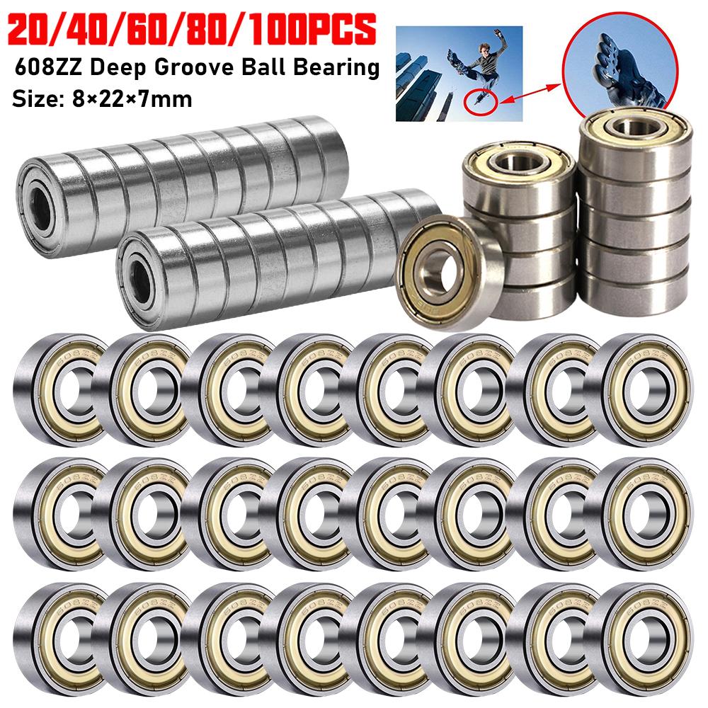 20-100PCS 608ZZ Ball Bearings Carbon Steel ABEC-7 Bearings 8x22x7mm Scooter Bearings Skateboard Accessories