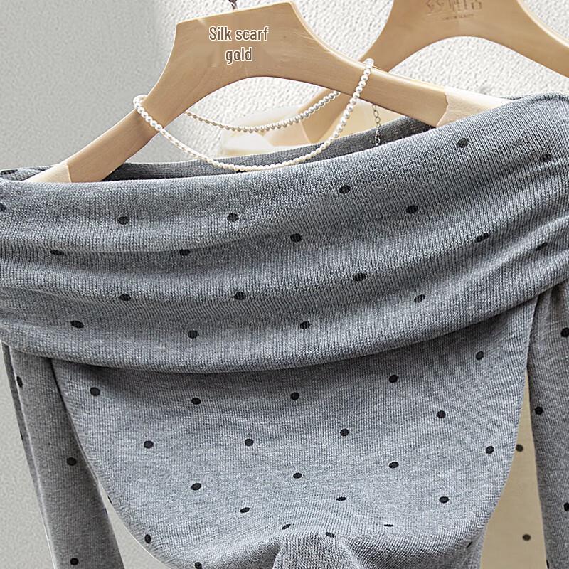 Women's Off-Shoulder Polka Dot Knit Top