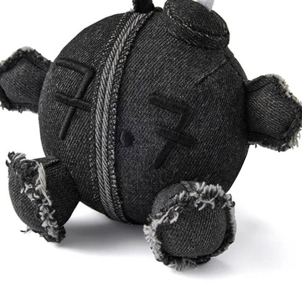 Plush Keychain Soft Fabric Zipper Design Round Shape Embroidered Pattern Portable Bag Charm for Everyday Use