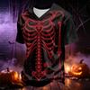 Men's V-Neck Halloween Printed T-Shirt for Casual Daily Wear