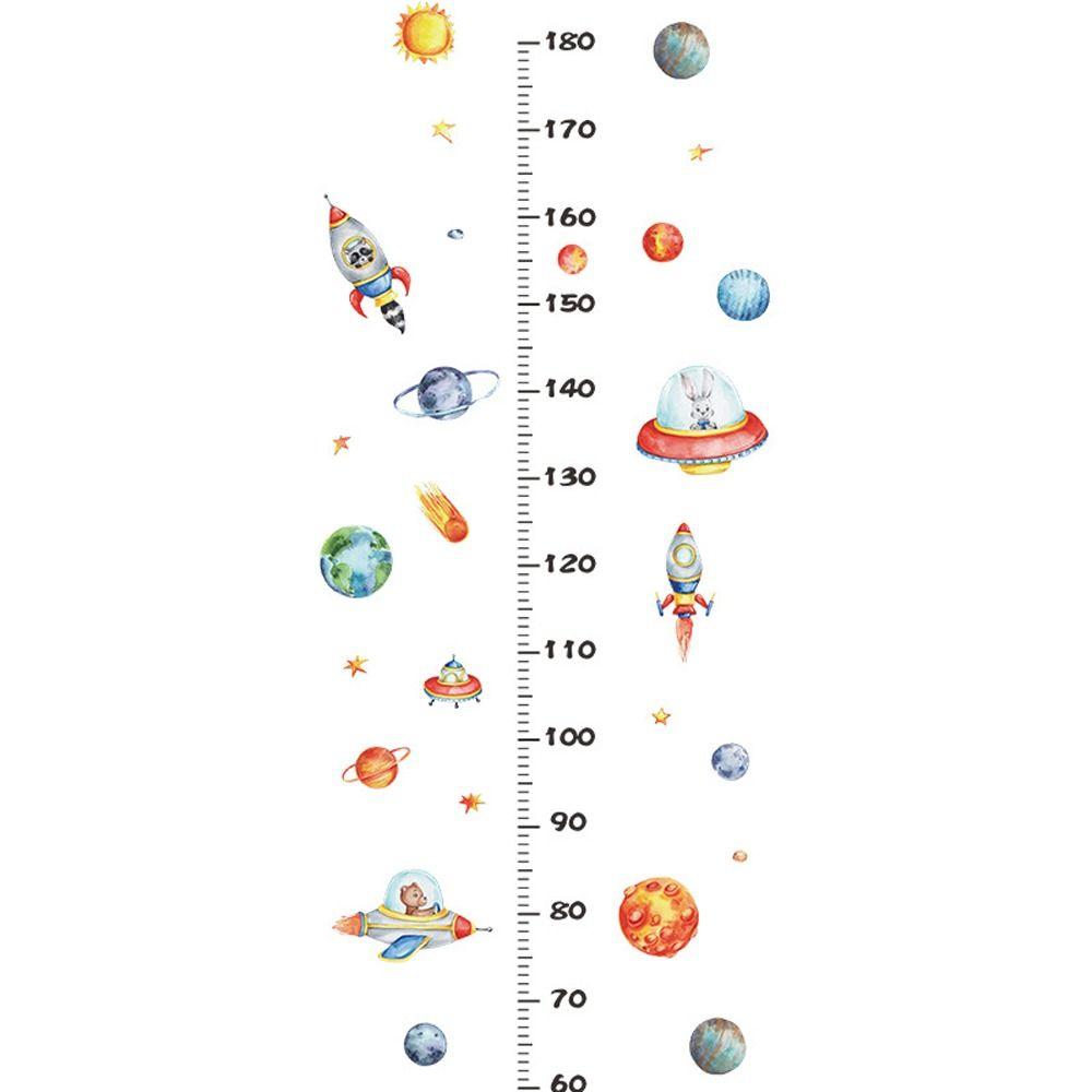 Suministros de cuidado Astronauta PVC Bebé Guardería Calcomanías de pared Habitación Pegatinas de pared Medición de altura Pegatinas de pared Regla de altura para niños