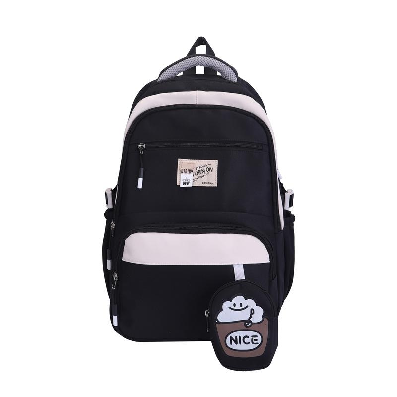 Simple and cute girl burden reduction backpack large size student schoolbag primary and secondary school students large capacity backpack