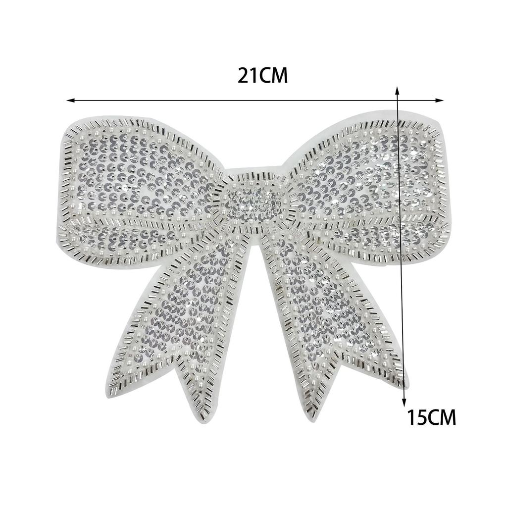 Handmade Bead Sequined Mesh Bow Patch Clothing Top Dress Children'S Clothing Decorative Cloth Sticker Accessories