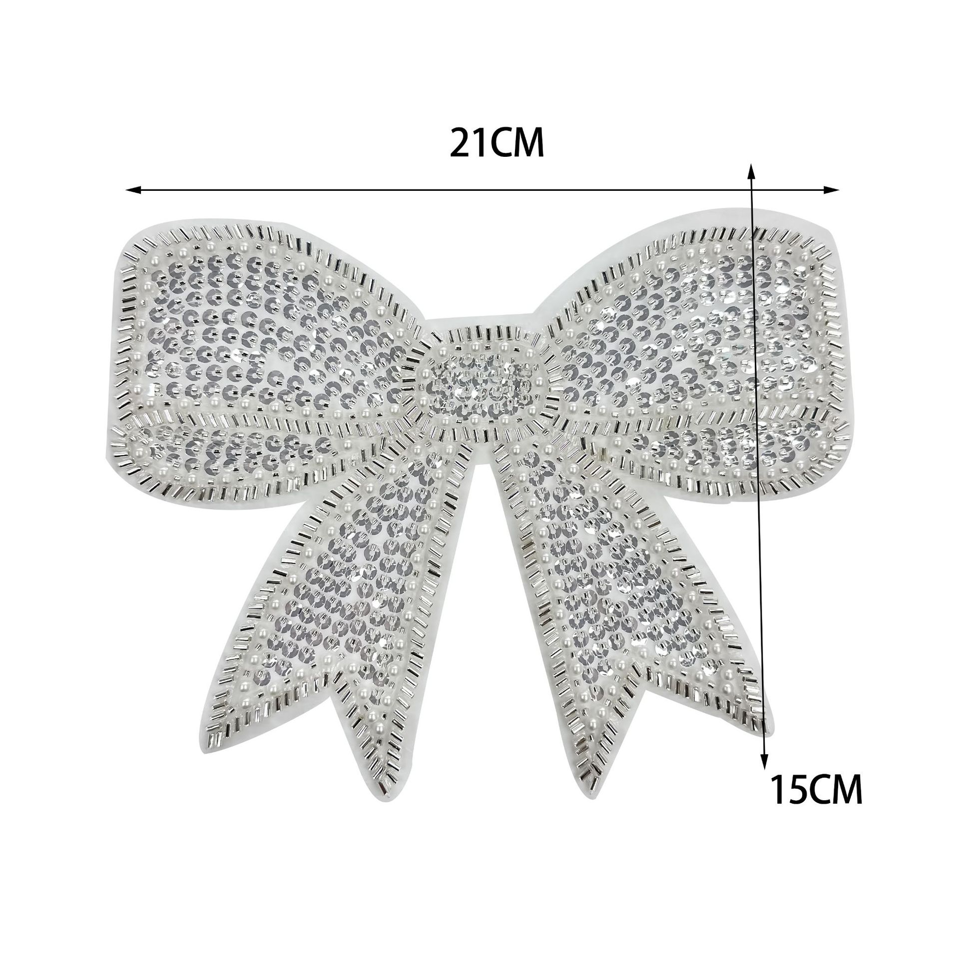 

Handmade Bead Sequined Mesh Bow Patch Clothing Top Dress Children S Clothing Decorative Cloth Sticker Accessories 55714 white