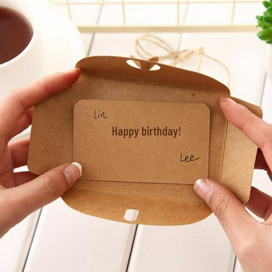 Handmade Kraft Paper Dried Flower Greeting Card - Holiday Wishes for Customers