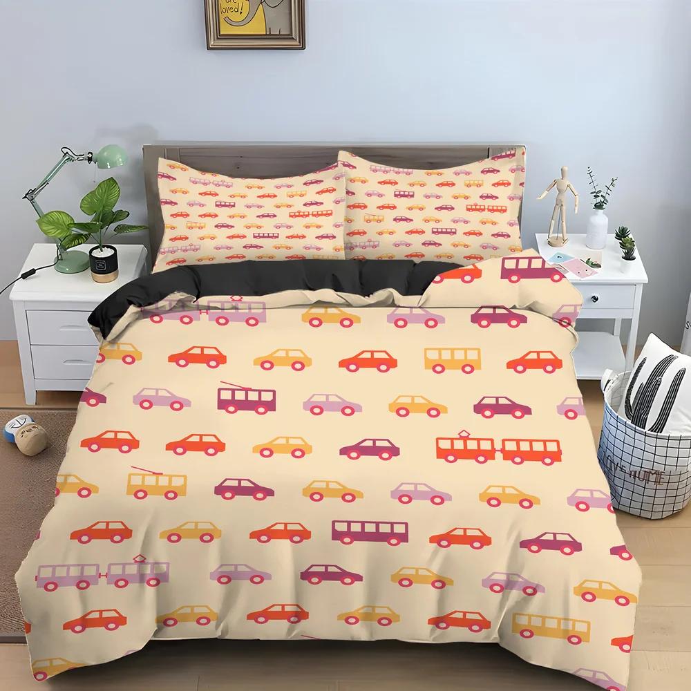 Tractor Truck Duvet Cover For Boys Kids Car Excavating Machinery Farm Vehicle Tool Quilt Cover Polyester For Bedroom Decorations