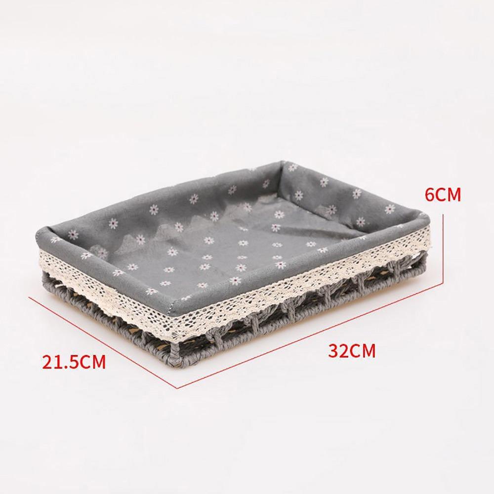

Creative Multicolor Storage Basket Weaving Multi-porpose Storage Tray Rectangle Flower Pattern Storage Box Desktop Organizier