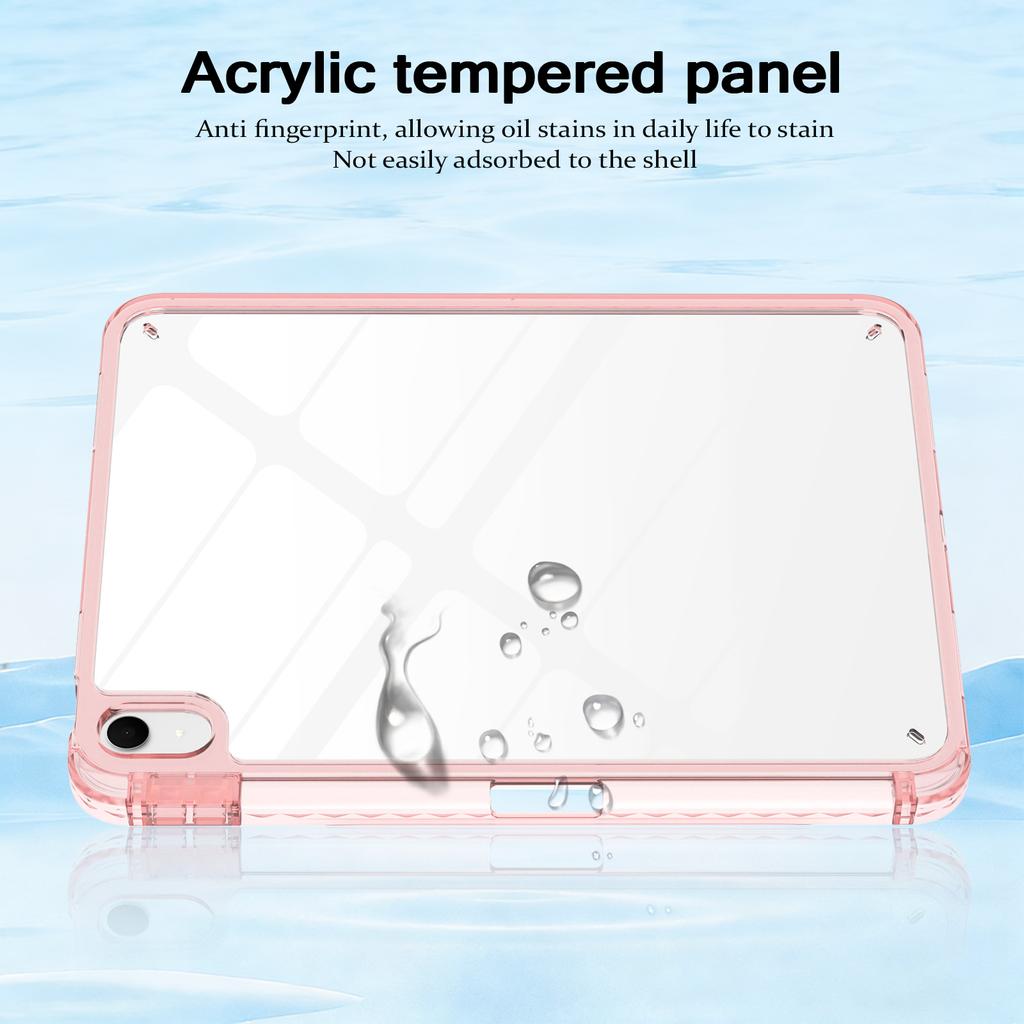 For iPad (2025) / 10.9 (2022) Case TPU + Acrylic Clear Back Ultra Thin Tablet Cover with Pen Slot