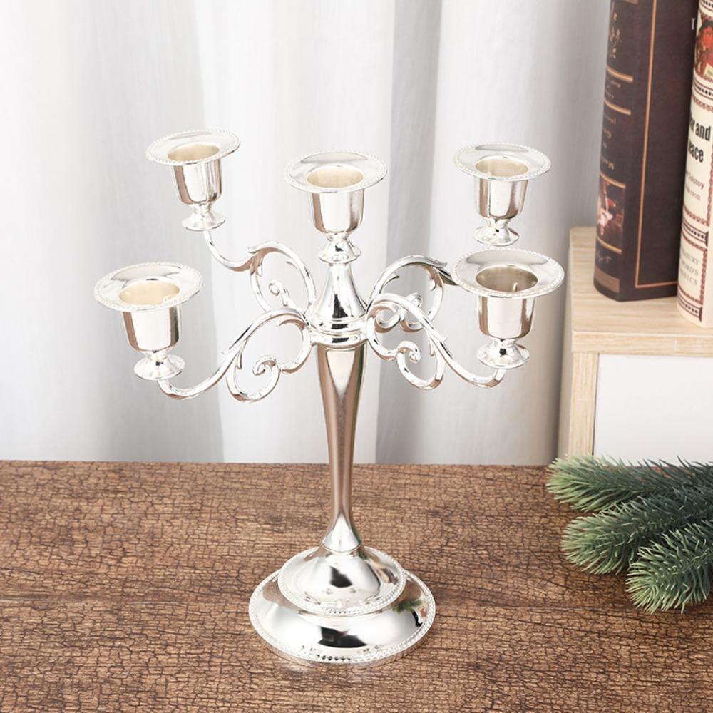 3/5 Arms Candle Holder Electroplated Candelabrum Wedding Decorations European Candlestick  Banquet