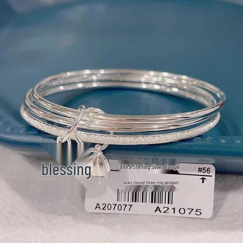 Three Lives Three Worlds Pure 9999 Sterling Silver Bracelet for Women - Young Style Gift for Girlfriend