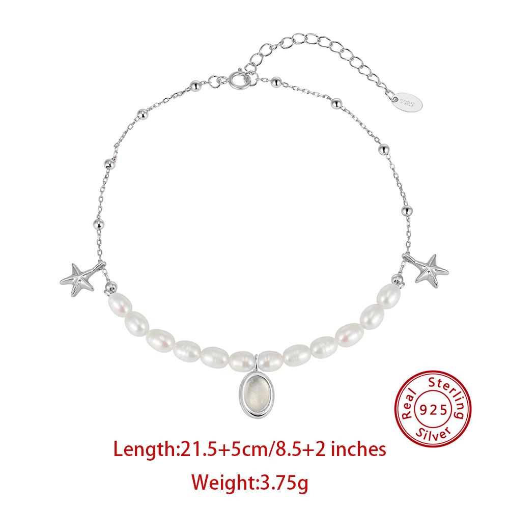 

Effie Queen 925 Sterling Silver Round Bead Ankle Chain with Star New Sexy Freshwater Pearls Foot Bracelet Fashion Jewelry SA97