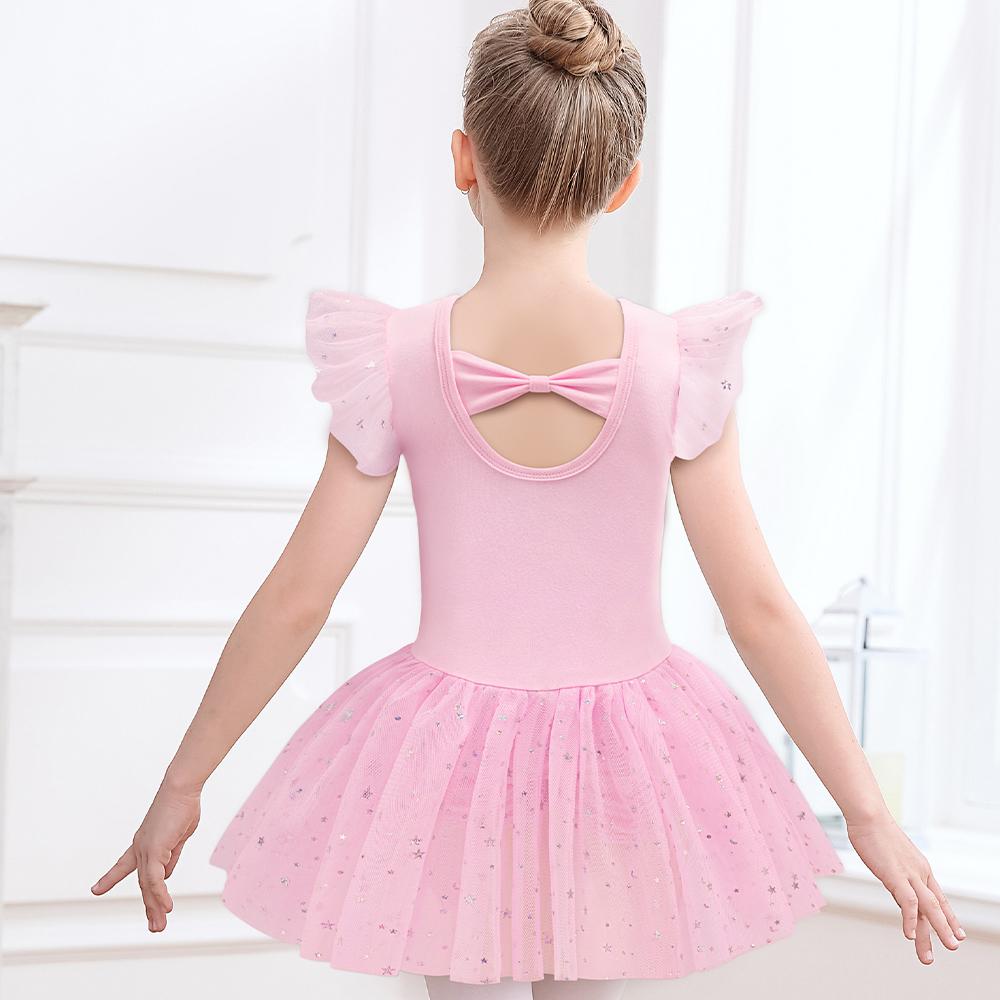 Girls Dance Leotards for Ballet Dress Shiny Tutu Skirted Leotard Gymnastics Bodysuit Ballet Wear Stage Performance Costume