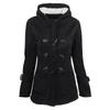 Women's Solid Color Long Sleeved Hooded Cow Horn Buttoned Jacket Jacket