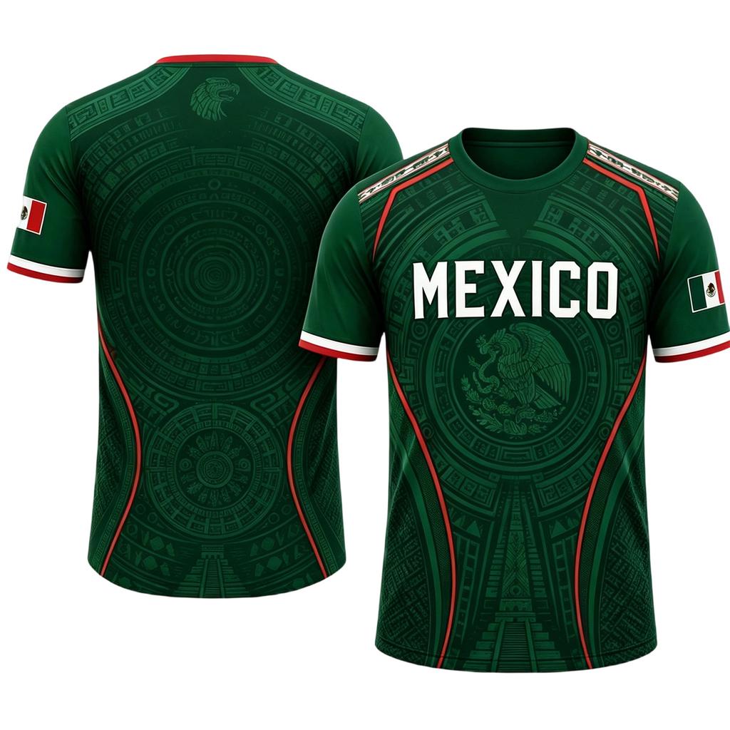 Men's Casual Printed Crew Neck Lightweight Breathable Short Sleeve T-Shirt Mexico Letter Design World Cup Style