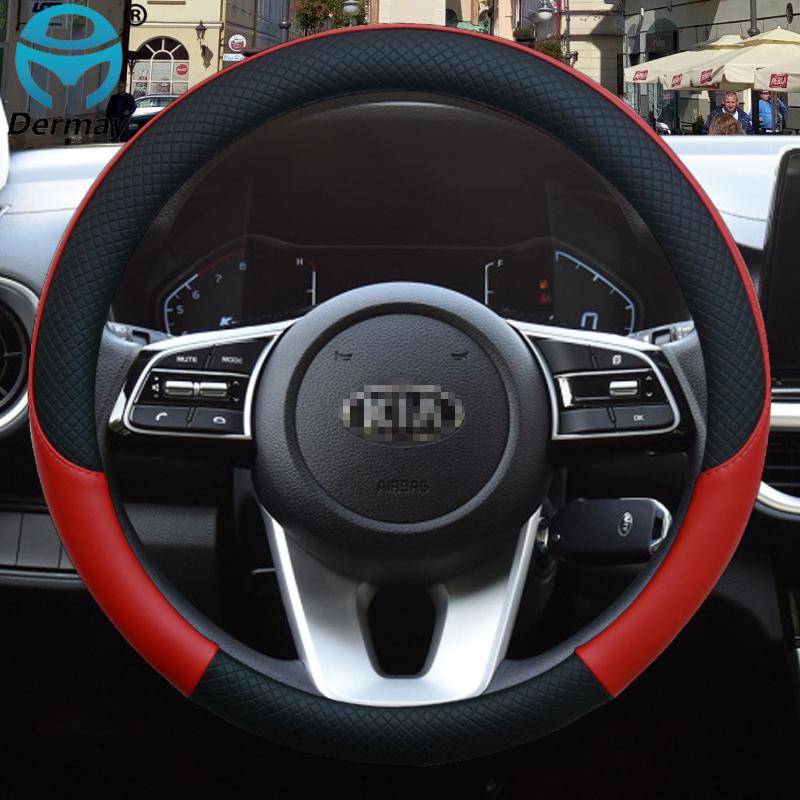 100% DERMAY Brand Leather Sport Car Steering Wheel Cover for Kia Sorento I II III Sorento PRIME 2002- Auto Accessories