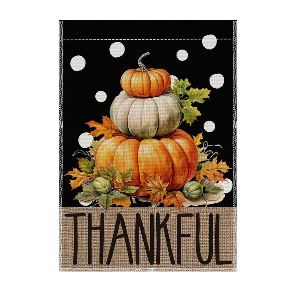 Thanksgiving Garden Flag 45x30cm House Door Decoration Seasonal Outdoor Yard Banner with Pumpkin and Leaf Design for Fall Holiday