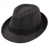 HT1511 Cappello da Uomo Stile Western Fedore a Quadri Retrò Moda 2018 Cappelli Derby Bowler da Uomo Cappelli Jazz in Lana Casual Cappelli Fedora Trilby