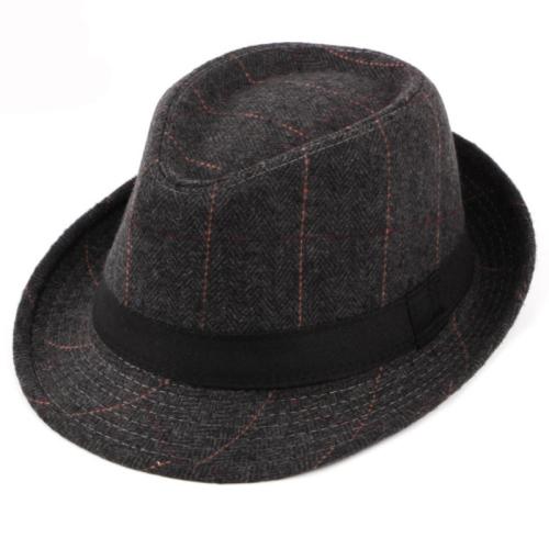 

HT1511 Western Style Men Hat Retro Plaid Fedoras 2018 Fashion Derby Bowler Hats for Men Casual Wool Jazz Hats Trilby Fedora Hats чорний