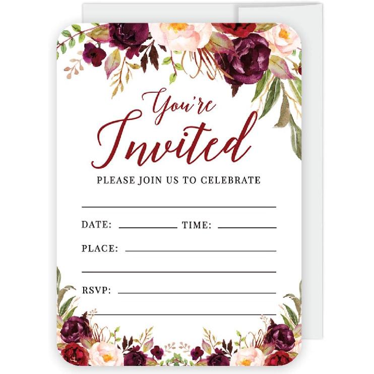 Andaz Press Fall Autumn Burgundy Maroon Floral Flowers Party, 2-Inch Round Circle Label Stickers, Thank You for Celebrating with Us Sticker, 40-Pack,