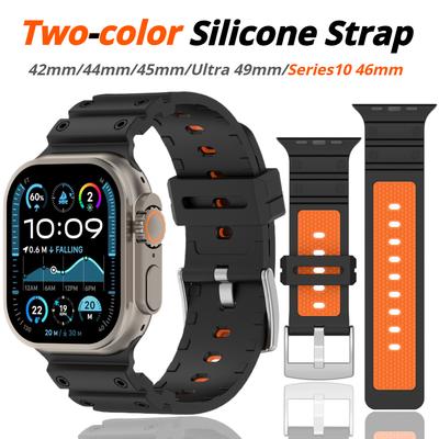 Apple Watch Series 10 46mm için Karbon Fiber Kayış Silikon Bant 42MM Erkek Spor Ultra 2 49mm Bileklik iWatch Series 9 8 7 6 4 5 se 44MM 45MM İçin