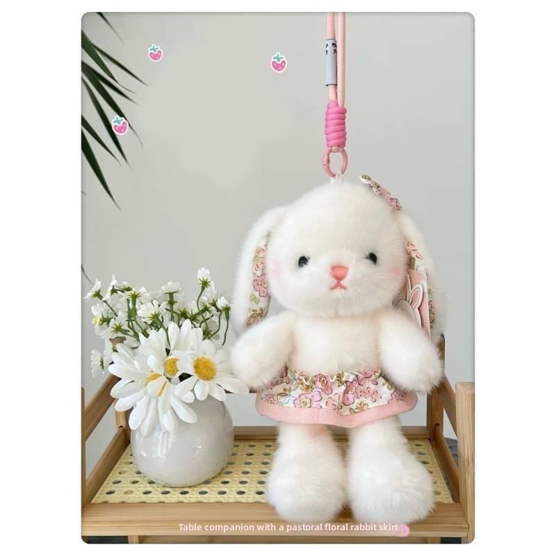 

Plush Bunny Desk Companion With Floral Dress For Kids And Adults Pink B
