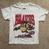 26 Reprint 1998 Taz Atlanta Braves Looney Tunes Grey T-Shirt 100% Cotton HN1292 Unisex T-Shirt