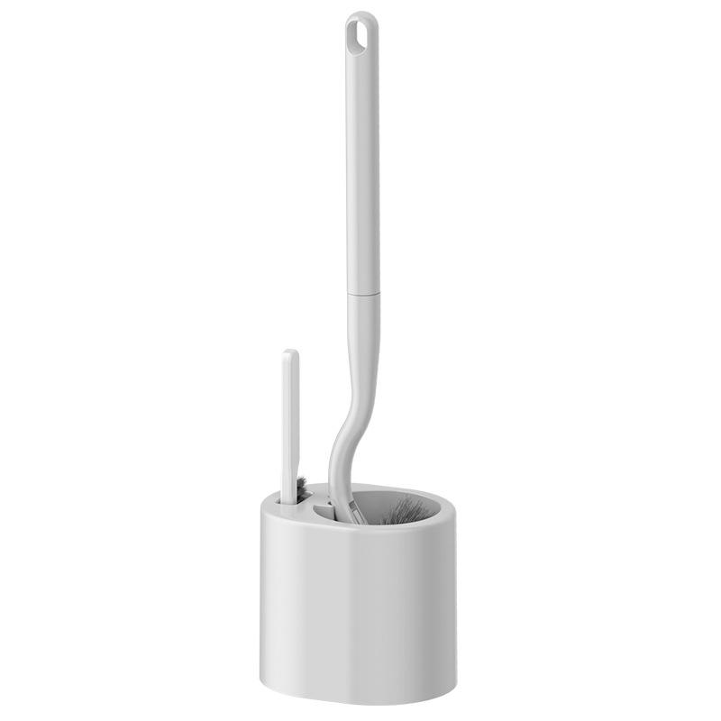 Toilet Brush with Holder No Drill Long Handle 360° Deep Cleaning Soft Bristles Quick Drying Anti-Drip BathroomWC Cleaning Brush