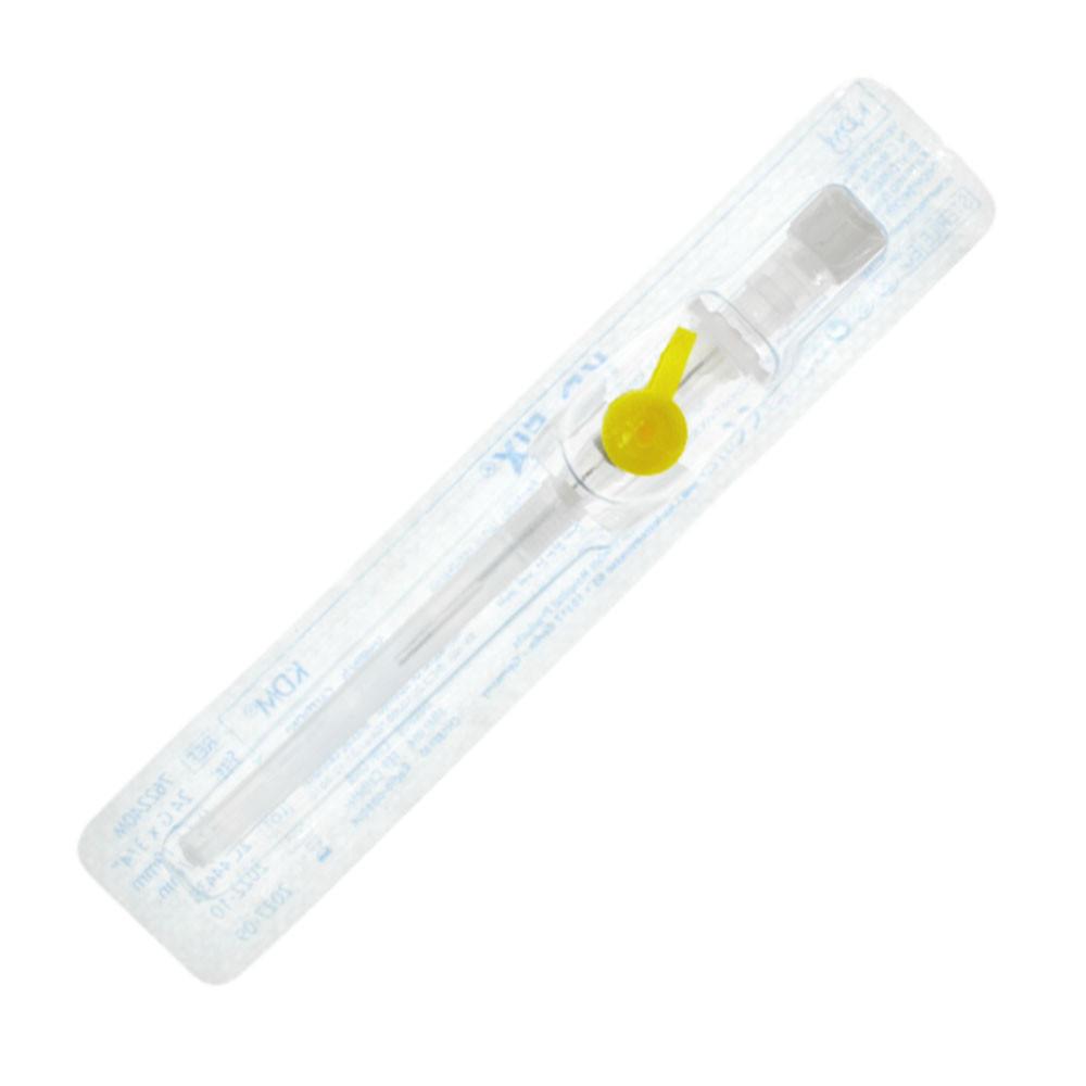 Yellow Venflon 24G 0.7mm X 19mm Intravenous Cannula Kd-Fix 50 Pcs