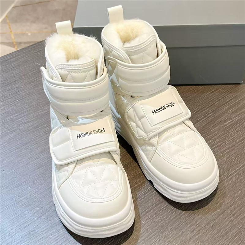 Fashion Snow Boots Women Chunky Heel Paltform All Match Casual Ankle Boots Hook Loop Flat Heel Increasing Mujer Shoes Winter New