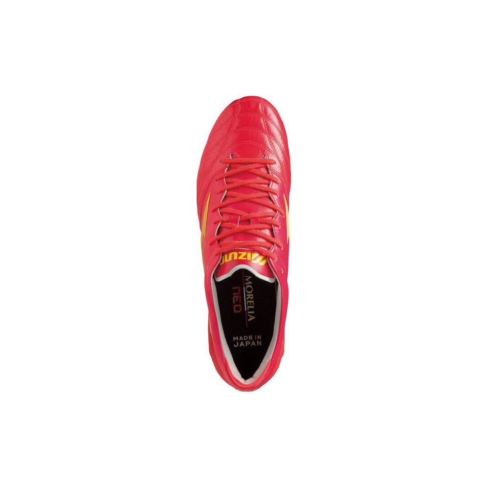 New Mizuno Morelia Neo FG Rubber Long Studs Cushioning Anti Slip And Wear Resistant Soccer Shoes Men's Red Yellow P1GA233064