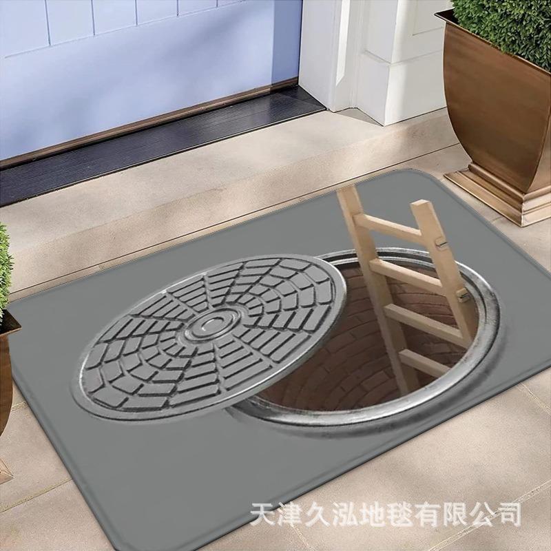

3D Напольный коврик Ретро Входной коврик для прихожей с принтом Входной коврик для ног Легкий в уходе Противоскользящий 50 * 80cm