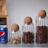 ZISIZ Striped Glass Storage Jar Set with Cork Stopper