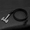 Norse Hatchet Leather Bracelets Men Vikings Axe Wristband Stainless Steel Raven Amulet Handmade Jewelry Self-defense