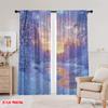 2pcs 2D flat printing Merry Christmas Popular Curtain Snow Forest Christmas Polyester Without Electricity Festive Holiday Use