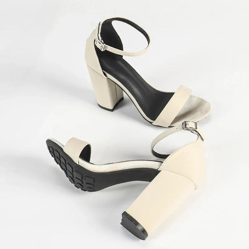 

Summer Green Ankle Buckle Strap Gladiator Sandals for Women Fashion Open Toe Chunky High Heels Elegant Ladies Shoes Sandalias 35 абрикосовый