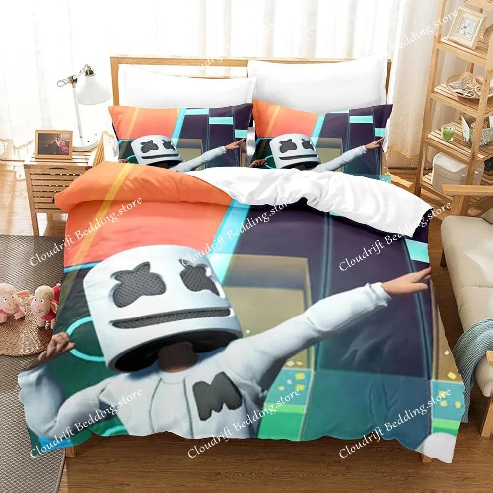 3D Print DJ Marshmello Bedding Set Single Twin Full Queen King Size Hip Hop Bed Set Aldult Kid Bedroom Duvetcover Sets