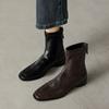 Soft leather version~ Maillard style thick heel short boots women's single boots leather boots high heels Martin boots thin boots women