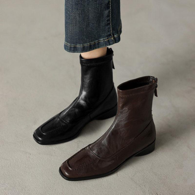 Soft leather version~ Maillard style thick heel short boots women's single boots leather boots high heels Martin boots thin boots women