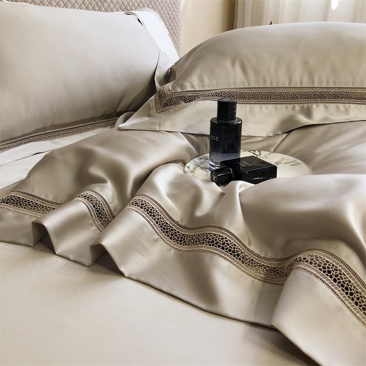 1000TC Egyptian Cotton Soft Cozy Bedding Set, Hollow Lace, Broad Side, Duvet Cover, Flat, Fitted Bed Sheet, Pillowcases, Luxury