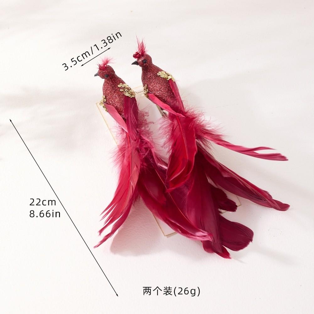 

2 шт./набор Имитация Блеска Рождественские Птички Украшения Блестящее Украшение на Рождественскую Елку Рождественская Елка вино красного