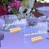 Transparent Acrylic Wedding Table Number Signs: Hexagonal, Rectangular, and Round DIY Seating Cards.