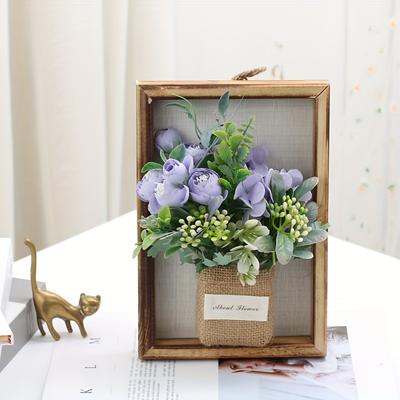 3D Handmade Artificial Flower Wall Hanging Wood Photo Frame Imitation Flowers Decoration