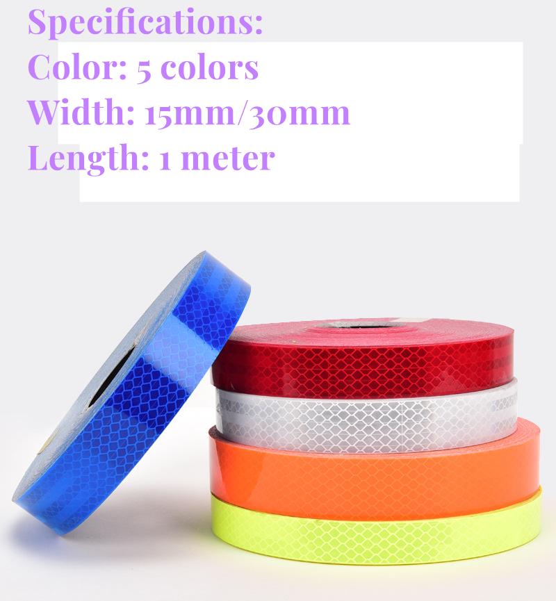 15 mm/30 mm DIY reflekterende klistremerker for biler, motorsykler, elektriske sykler, hjelmer, refleksremser Sikkerhetsadvarsel felgdekaltape