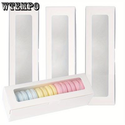 25 Stück Geschenkboxen mit transparentem Fenster Leckerli-Boxen Macaron Gebäck Bäckerei Verpackungsbehälter für 6 Bäckerei Kakao Trüffel Dessert Hochzeitsgeschenk Verpackungsbox