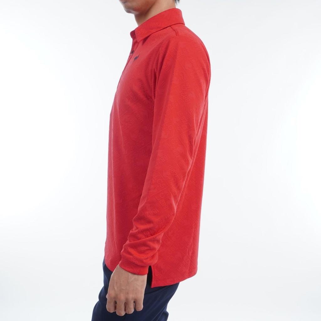 Coq Sportif Golf Shirt Jacquard Stylish Long Sleeve Polo Shirt Sweat Absorbent Quick Drying RD00 [Le Golf] [Stretch Forcer] Men's (Red)
