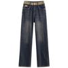 Women's Spring 2026 Retro Blue High-Waisted Wide-Leg Jeans - Fashionable Casual Style