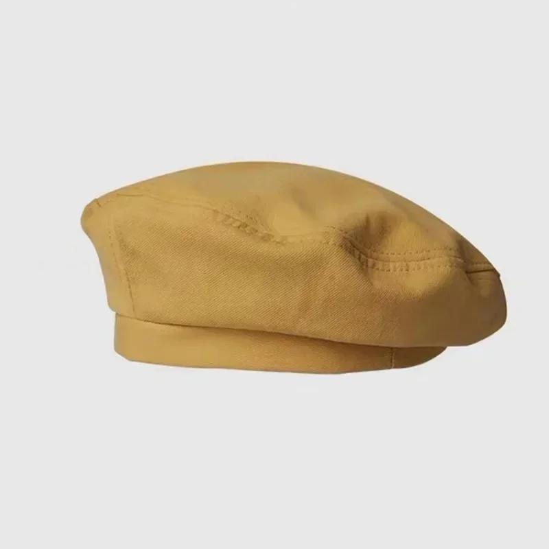 Cotton Women Berets Winter Hats Vintage French Plaid Top Military Cap Painter Hat Autumn Street Girls Octagonal Beret Caps