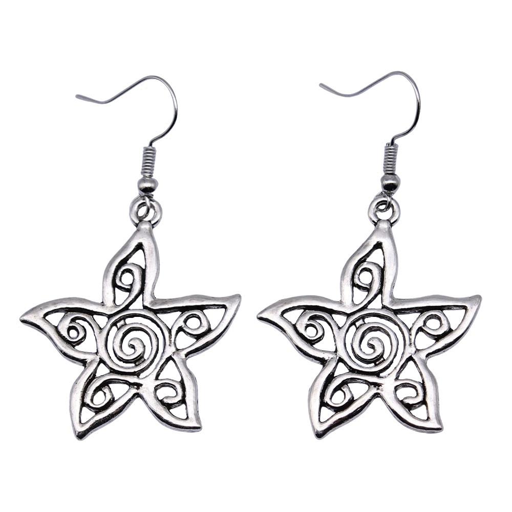 Circle Frame Flowers Dangle Earrings Romantic Floral Female Drop Jewelry